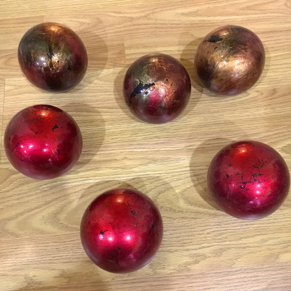6 Pier 1 ceramic foil decorative spheres